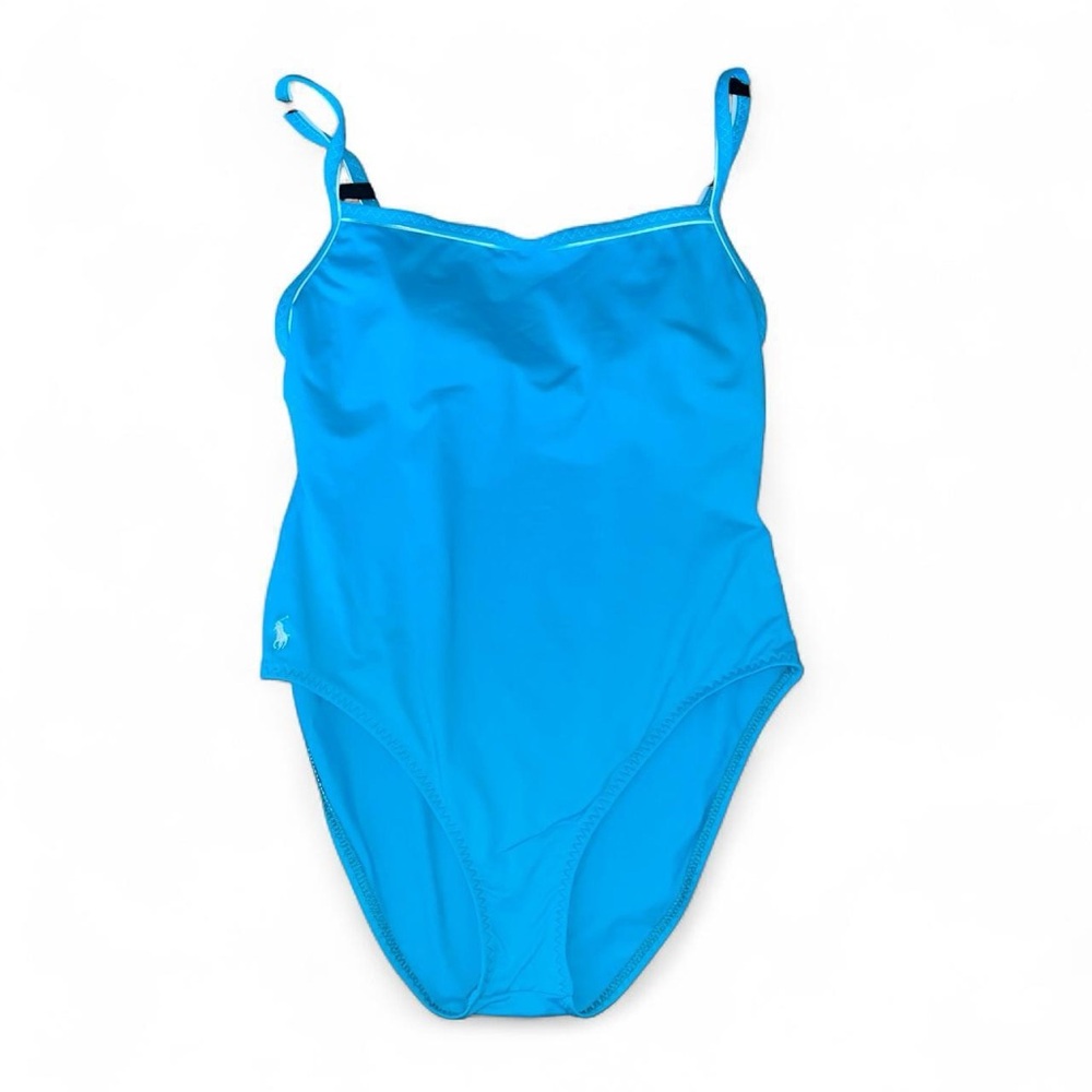 90s Vintage Polo Ralph Lauren Vintage Swimsuit One Piece Teal Light Blue Sz 12